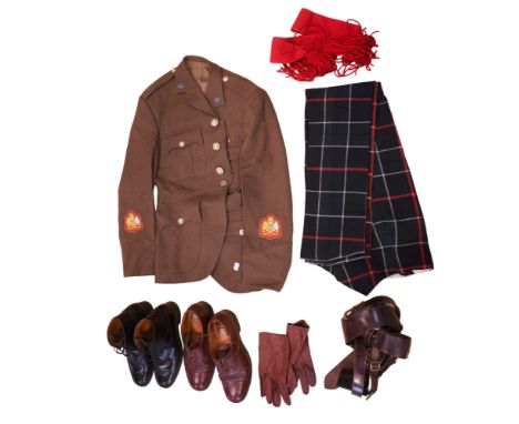 A QEII King's Own Scottish Borderer's warrant officer's tunic and trews, together with as-new Army Chelsea boots (size 10), S