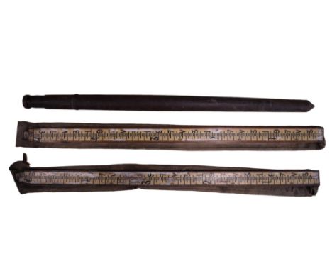 A surveyor's tripod and two gauges