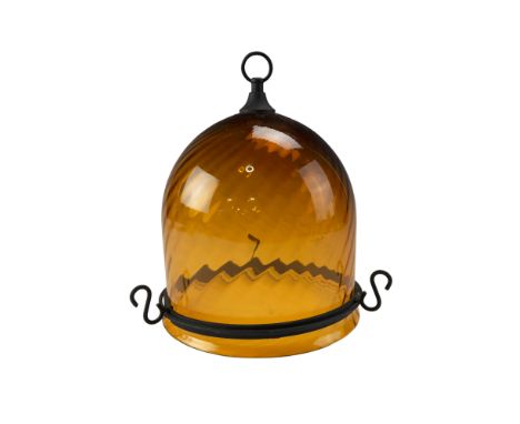 A pendant amber glass lamp shade, 26 cm 