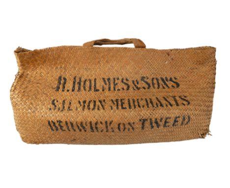 A rattan bag, for R Holmes &amp; Sons Salmon Merchants of Berwick Upon Tweed
