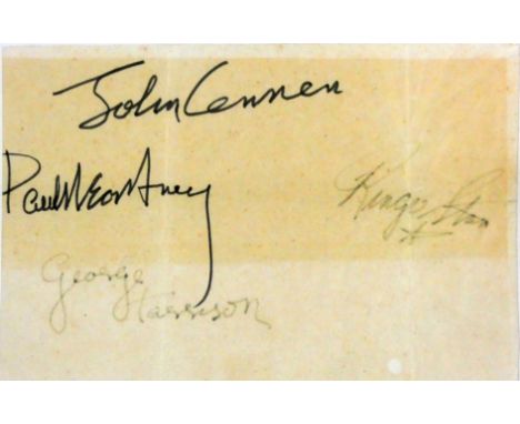 Of Beatles interest - a group of four autographs, signed on paper, two faded, 11 x 16 cm. Provenance; These signatures were o