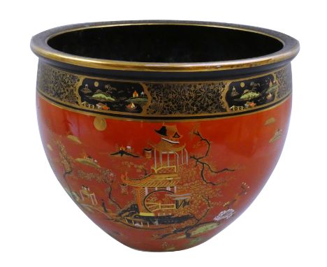 A Carltonware jardiniere, tomato red lustre, c.1920-1926