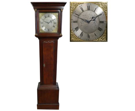 William Boot, Sutton - a Georgian oak 30 hour longcase clock, the signed 11" silvered dial with brass spandrel, Roman numeral