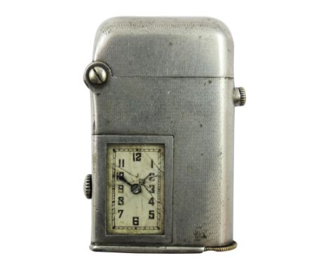 A Thoren's Art Deco electroplated combination watch/lighter, USA and British patents, c.1920, Brevette 81816, 5 x 3 cm.
