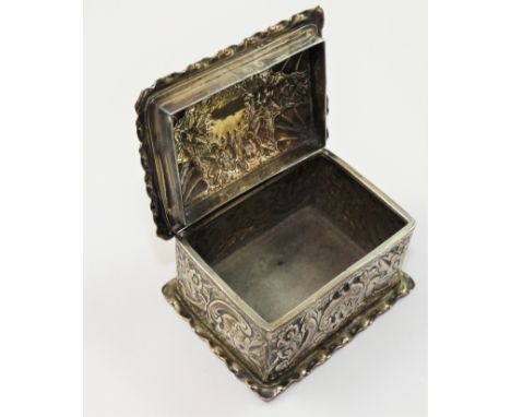 A Victorian silver trinket box, by Nathan &amp; Hayes, Birmingham 1890, of rectangular form with embossed floral and scroll d