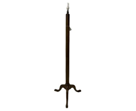 20th century mahogany standard lamp, fluted column on tripod base, with shade Dimensions: Height:&nbsp;179cm&nbsp;
