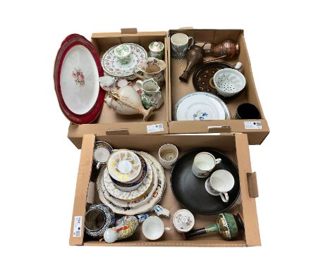 Collection of ceramics, including Spode coffee can, Mason's jug, covered sucrier, etc, in three boxes 