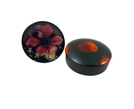 Moorcroft pin dish, D12cm, and Poole Pottery Galaxy dish and cover, D14cm