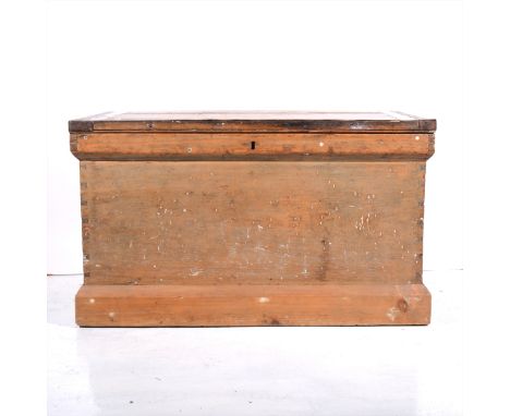 A pine seaman's trunk, metal outlines, width 96cm.