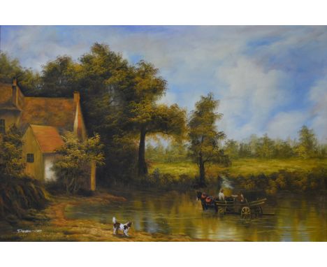 After John Constable, The Haywain, contemporary oil painting, on canvas, 61cm x 91cm.