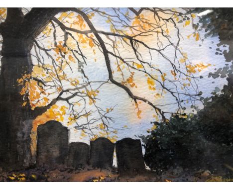 K G Somers-Yeates, Broughton Village, signed and dated '84, watercolour; and two watercolours by Kenneth Forrest, Winter Even