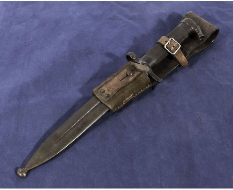 A Swedish WWI bayonet M1896 with scabbard and frog stamped EJ AB numbered 318