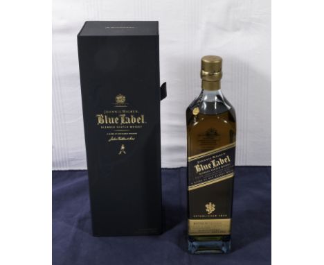 A bottle of Johnnie Walker Blue Label blended Scotch whisky, 750ml.  Bottle No. CA3 83049