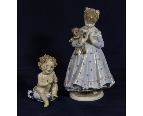 A Royal Worcester figure 'I Wish' designed for NSPCC #1234 together with a Royal doulton figure 'Well Done' HN 3362
