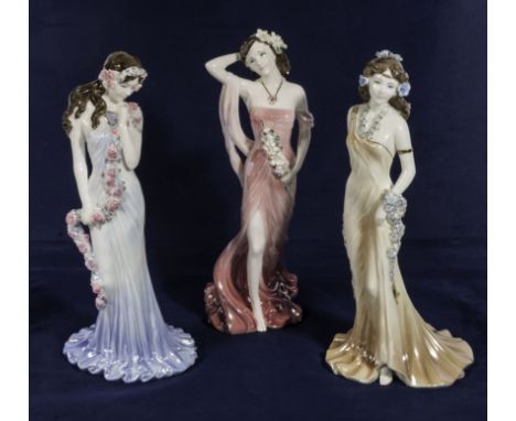 Three Coalport figures 'Topaz' #446 'Ruby' #8000 and Sapphire #479 