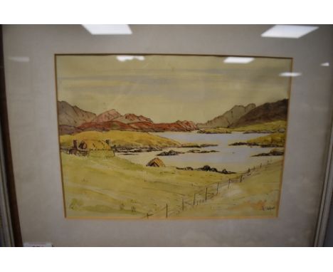 A watercolour, K A Wylie, coastal landscape, signed, 19 x 25cn, plus frame and glazed