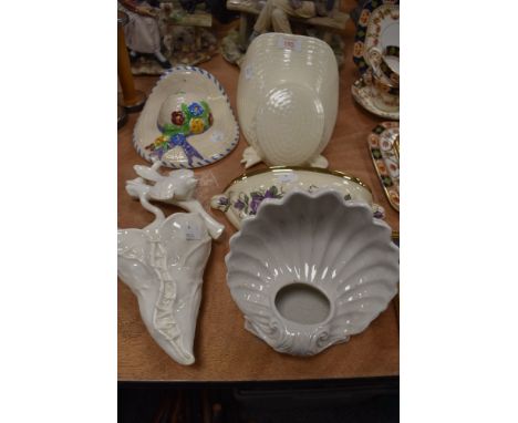 A selection of ceramic wall sconce and flower pockets including Crown Devon