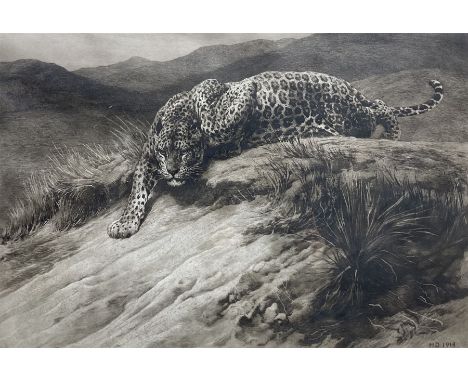 Herbert Thomas Dicksee (English 1862-1942): 'Stealth' - A Leopard, drypoint etching signed in pencil, initialled and dated 19