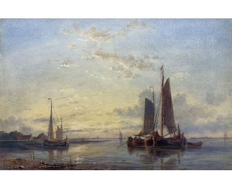 Mary M Perrin (British 1852-1930): Sailing Barges at Sunset, watercolour unsigned 23cm x 35cmNotes: Perrin exhibited numerous