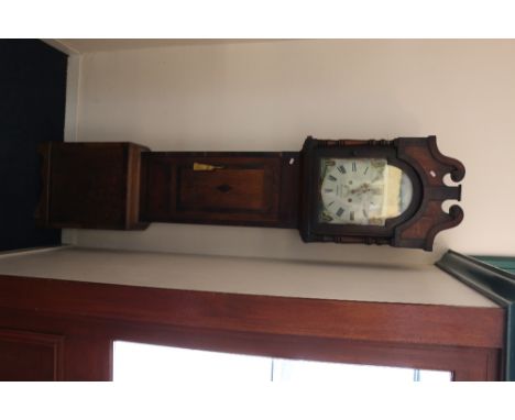 HENRY GILLES, Oswestry, oak and mahogany veneered longcase clock, the arch top case flanked with columns and with swan neck p