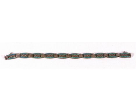 Silver and enamelled bracelet by Murrle Bennett, the clasp stamped M B & Co. CONDITION REPORT: The enamel appears to be in fa