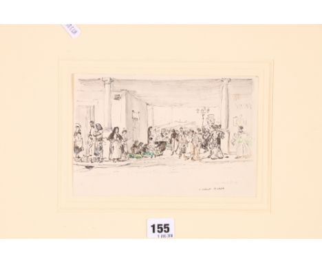SIR DAVID MUIRHEAD BONE (1876-1953) Market-Oviedo Signed, pen and ink, 14cm x 21cm Fine Art Society label verso.   CONDITION 