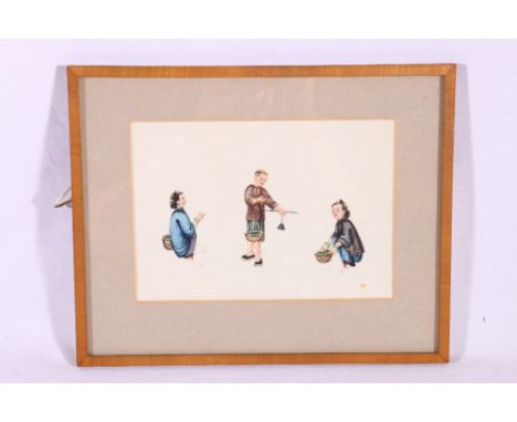 Set of twelve Chinese 19th century paintings on pith paper depicting the tea making process, each framed and glazed, approxim