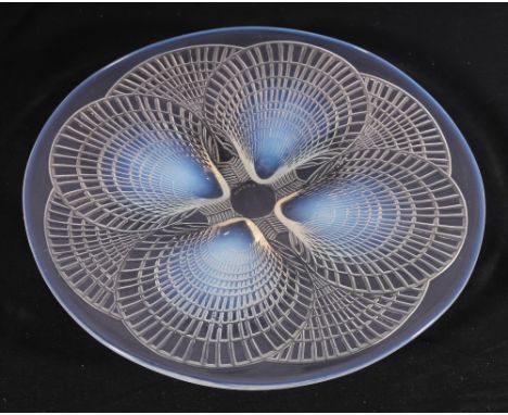 Lalique Coquilles pattern opalescent glass plate signed, R Lalique France, 26.5cm CONDITION REPORT: Some surface scratches. O