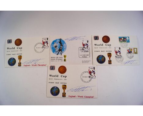 Four 1966 World Cup First Day Covers, signed by Geoff Hurst