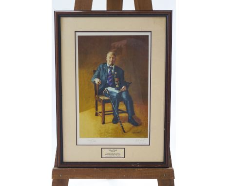 After Bill Leyshon, Harry Patch 'The Last Fighting Tommy'  limited edition, signed by the sitter and the artist, numbered 26/