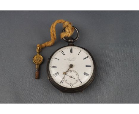 T A Jones, 352 Essex Road, London a Victorian silver cased open face keywind pocket watch, circa 1881, No. 13603, white ename