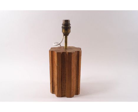 A turned wood octagonal lamp base by John Makepiece, stamped to the underside,  27cm high including fitting