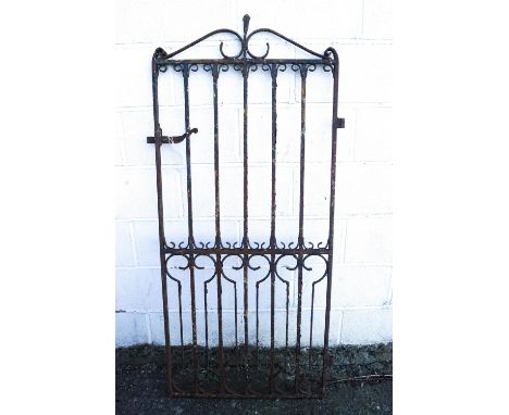 A Victorian wrought iron garden gate, 155cm high x 70cm wide including hinge