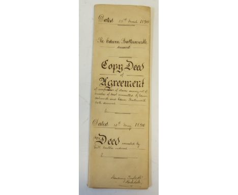 RE EDWIN BUTTERWORTH DECEASED, COPY OF DEED OF AGREEMENT OF COMPROMISE OF CLAIMS arising over breaches of trust committed by 