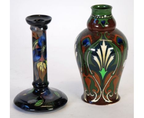 SHELLEY LATE FOLEY 'INTARSIO' POTTERY VASE, in the Art Nouveau style, decorated in colours with stylised floral panels, 9" (2
