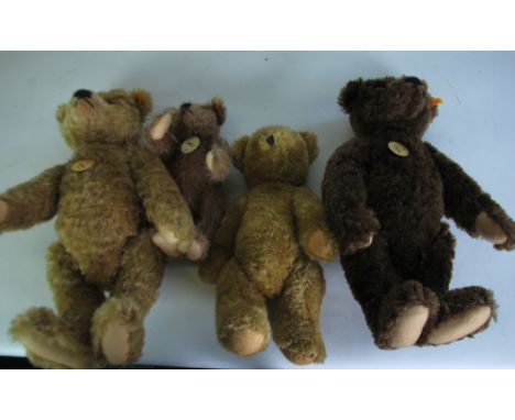 TWO MODERN STEIFF 'CLASSIC 1920' TEDDY BEARS with growlers, blond and brown, 16" (40.6cm) high, ANOTHER SMALLER IN GREY, 10" 