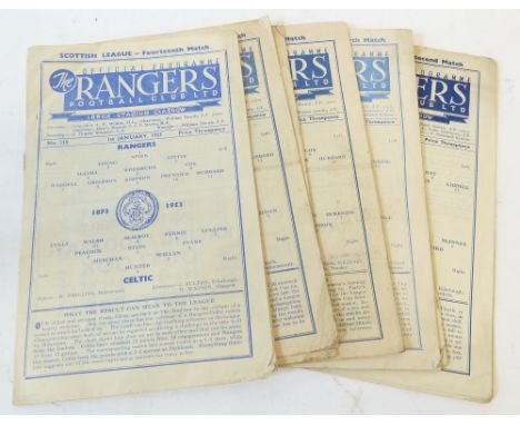 FOUR RANGERS FOOTBALL CLUB HOME LEAGUE MATCH PROGRAMMES versus Celtic (1/1/53), Motherwell (21/3/53), Partick Thistle (5/9/53