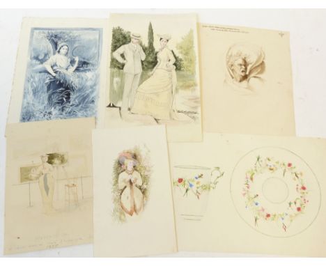 BENJAMIN CHARLES BRIERLEY (1857 - 1920) 6 WATERCOLOUR DRAWINGS 'Students Day' - A sketch taken at South Kensington, September