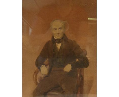 I BOSTOCK WATERCOLOUR DRAWING Portrait of John Rennie Signed 9 1/2" x 7 1/2" (John Rennie designed the first Waterloo Bridge,