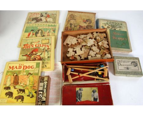 EARLY 20th CENTURY BOXED GAME OF TABLE CROQUET with four mallets, hoops and balls and instruction leaflet, box poor, EARLY 20