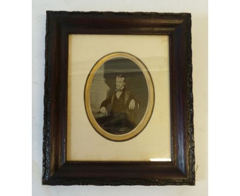 VICTORIAN OVAL PORTRAIT PHOTOGRAPH OF ALEXANDER GUILD OF ROCHDALE, a wealthy tailor and textile merchant, 4 3/4" x 3 1/2", in
