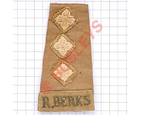 Royal Berkshire Regiment WW2 Captain's rank slide. From the effects of an unknown 2nd Bn. R. Berkshire Regt. Officer who serv