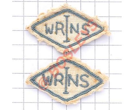 WW2 Pair Women's Royal Indian Naval Service embroidered Summer cloth titles. A scarce example of white with light blue embroi