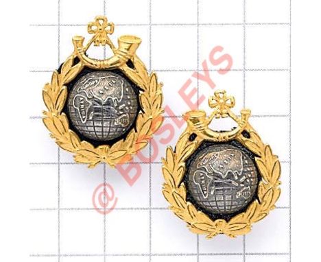 Royal Marine Light Infantry Officer’s facing pair of Mess Dress collars. Silver and gilt Loops 