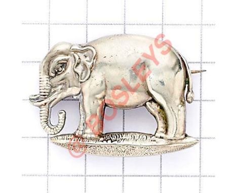 19th PWO Hussars scarce pre 1922 pagri badge. A fine die-stamped white metal example. Pin back brooch bar The Elephant was bo