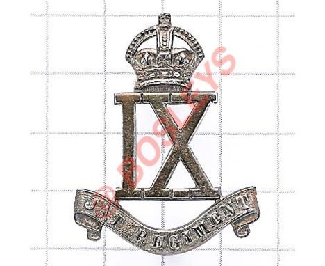 Indian Army. 9th Jat Regiment Officer’s 1936 Birmingham hallmarked silver cap badge. A fine Edward VIII period die-cast crown