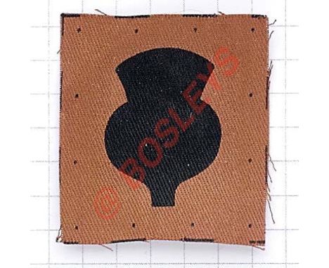 587 Light Anti-Aircraft Regiment Royal Artillery cloth formation sign. Silhouette of black thistle printed on light brown cot