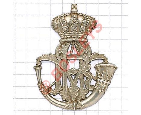 Indian Army. Hyderabad Volunteer Rifles helmet plate 1882-1903. Fine die-stamped white metal. No fittings 
