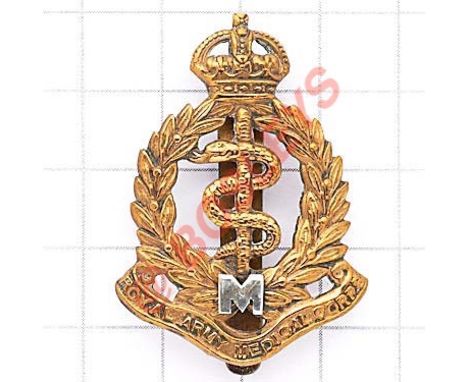 Royal Army Medical Corps Militia pre 1908 OR’s cap badge. Die-stamped, as regulars with small white metal “M” applied with ri