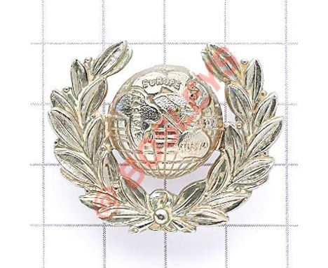 Royal Marine Police white metal cap badge circa 1922-49. Die-stamped Globe and laurel example. (KK 2102) Loops Formed in 1922